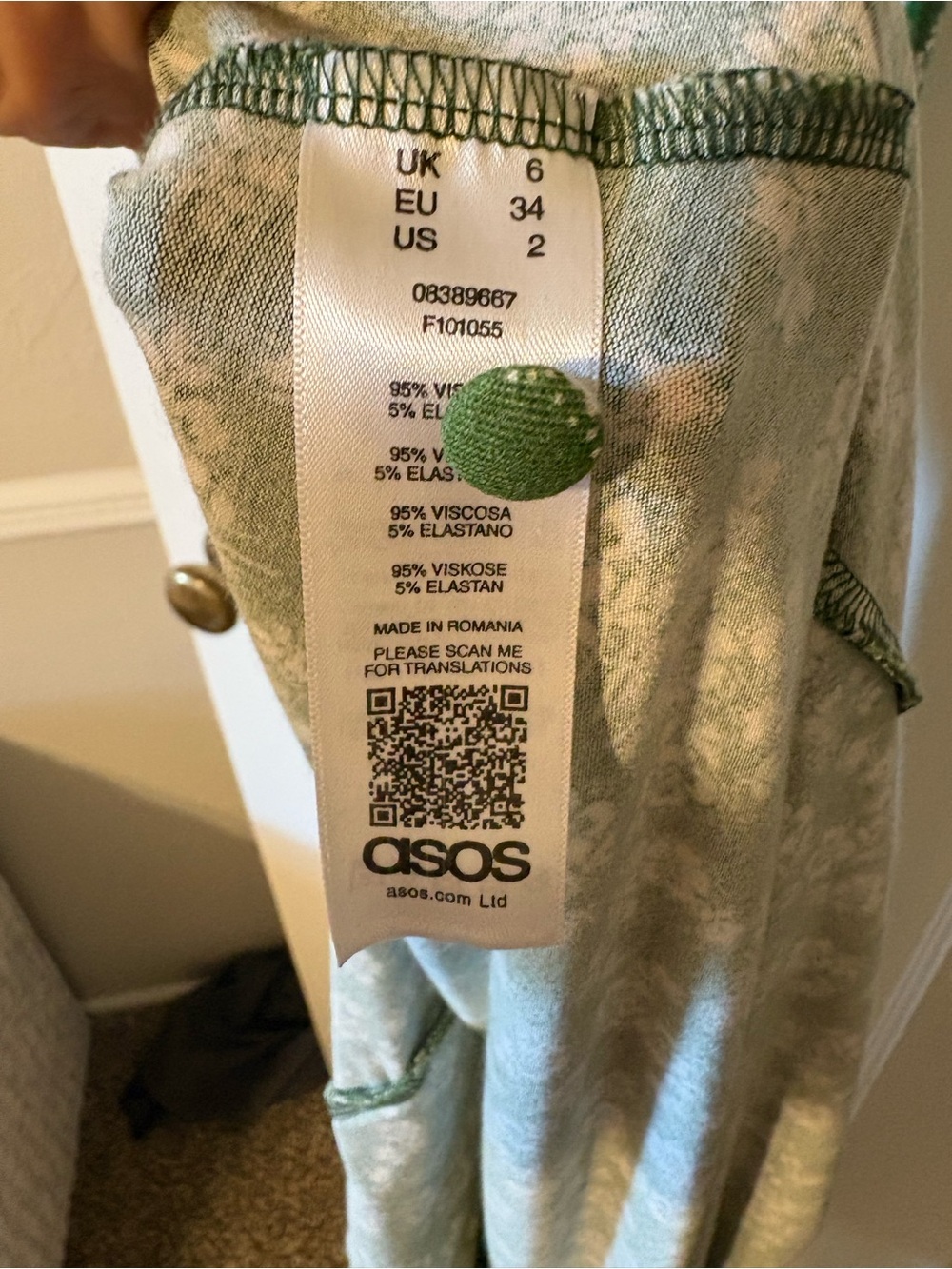 ASOS Floral V-Neck Green Midi Dress with double Side Slit - Picture 5 of 5